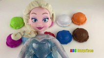 Frozen Elsa YUMMY ICE CREAM Learn Colors with Elsa By Stacking Ice Cream Scoop Cones ABC Surprises-CNcpM3
