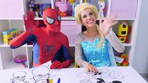 Spiderman vs Frozen Elsa Peppa Pig & Mickey Mouse Drawing Challenge - Play Doh Ice Cream Creations!-Uw