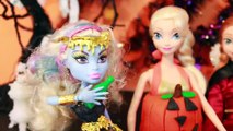 HALLOWEEN PRANK Barbie Frozen Monster High Doll Parody Play-Doh Halloween Costumes DIY KIDS Trick-iu