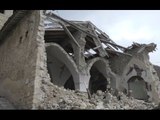 Preci (PG) - Terremoto, lavori alla chiesa di Sant'Andrea a Campi (06.03.17)