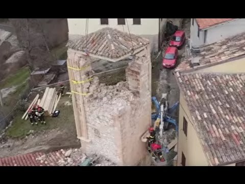 Legogne di Norcia (PG) - Terremoto, lavori per chiesa San Martino (25.02.17)