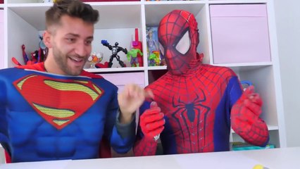 Spiderman vs Superman Drawing challenge w_ Frozen Elsa Play Doh & Superhero Prank in Real Life-1t25cwZ