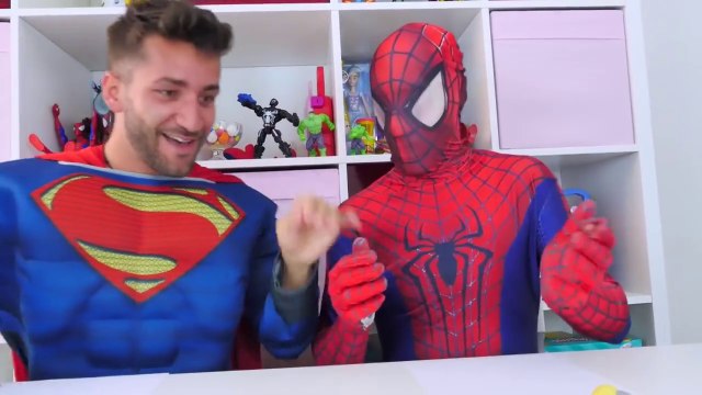 Spiderman vs Superman Drawing challenge w_ Frozen Elsa Play Doh & Superhero Prank in Real Life-1t25cwZ