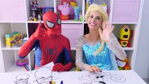 Spiderman vs Frozen Elsa Peppa Pig & Mickey Mouse Drawing Challenge - Play Doh Ice Cream Creations!-Uwsp
