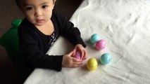 Learns ABC Phonics Alphabets opening plastic surprise eggs and ABC song-J