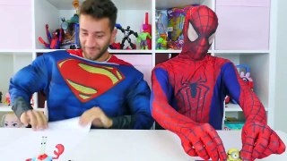 Spiderman vs Superman Drawing challenge w_ Frozen Elsa Play Doh & Superhero Prank in Real Life-1t