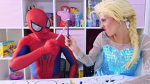 Spiderman vs Frozen Elsa Peppa Pig & Mickey Mouse Drawing Challenge - Play Doh Ice Cream Creations!-U