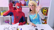Spiderman vs Frozen Elsa Peppa Pig & Mickey Mouse Drawing Challenge - Play Doh Ice Cream Creations!-UwspNpt