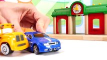 Toy Car Construction - Bussy & Speedy RENAULT MEGANE - Toy Train Trip! Trains for Kids.Toy Cars-8MO7