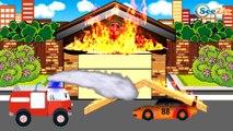 Dibujo Animado - Camión de Bomberos, Coche de Policía y Carros de Carreras - Coches para Niños