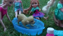 Muddy Puppy! ELSA & ANNA toddlers give their Puppy a Bath - Soap Bubbles Foam Dirty Play in Mud-ATIxfRW