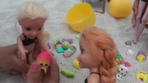 CRAB Encounter! Toddlers ELSA & ANNA at Beach - Afraid of CRABS - Mystery Treasure - Shopkins-Nsu0