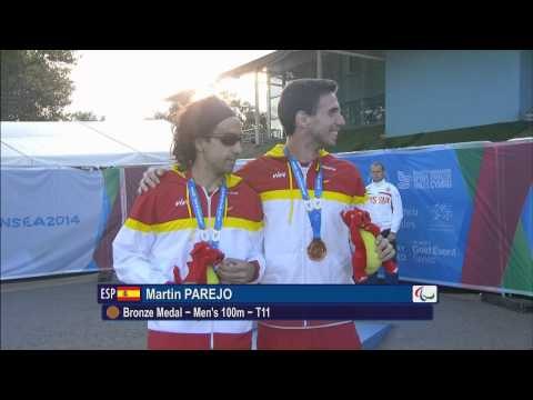 Men's 100m T11 | Victory Ceremony | 2014 IPC Athletics European Championships Swansea