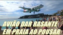 EXTREMAMENTE BAIXO AVIÃO DAR RASANTE EM PRAIA AO POUSAR