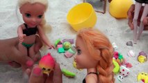 CRAB Encounter! Toddlers ELSA & ANNA at Beach - Afraid of CRABS - Mystery Treasure - Shopkins-Nsu0rM