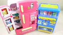 Hello Kitty Refrigerator Toys Drinks Vending Machines Learn Colors Clay Slime Surprise Egg-d