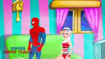 Замороженные elsa и розовый Человек-паук Человек-паук раскололся пополам | смешные супергероев шалости!