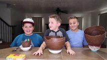 Chocolate Surprise Egg Giant Ice Cream Sundae Challenge! Kids Eat Real Food - Candy Challenges!-QsE