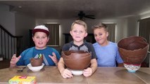 Chocolate Surprise Egg Giant Ice Cream Sundae Challenge! Kids Eat Real Food - Candy Challenges!-QsEbi