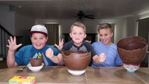 Chocolate Surprise Egg Giant Ice Cream Sundae Challenge! Kids Eat Real Food - Candy Challenges!-QsEbi