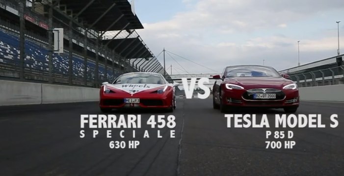 Tesla Model X P90D Ludicrous vs Ferrari F430 Drag Racing and Roll Racing