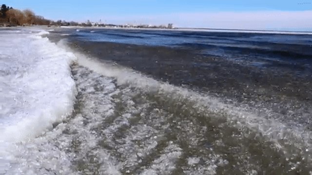 Ice Waves Hit the Shores of Lake Huron