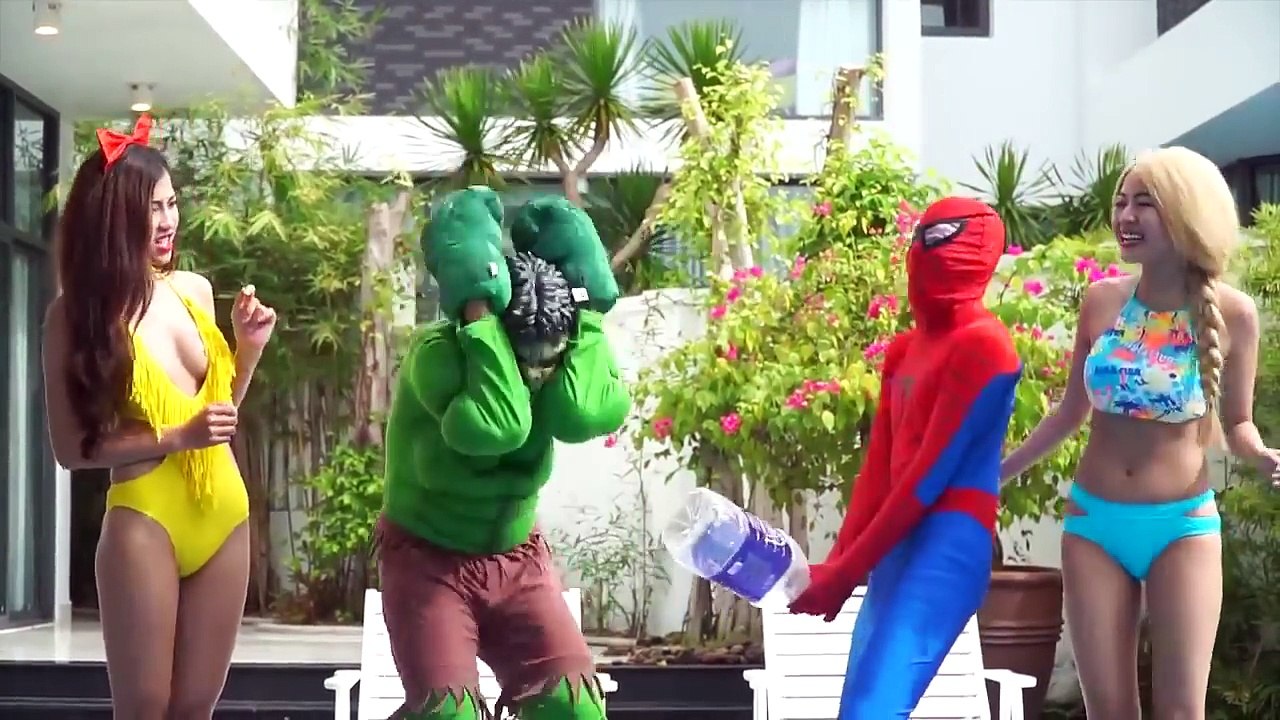 Spiderman Frozen Elsa Funny Prank Hulk Monkey Spiderman & Wolf Elsa Fun Superhero Real Life #21