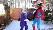 Frozen Elsa & Spiderman vs Joker - ELECTRO w/ Spidy Joker Maleficent superhero in real lif