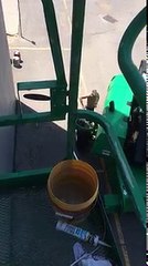 Crazy old man attacks painter in a lift.