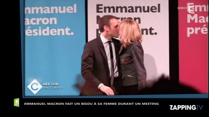 Emmanuel Macron embrasse sa femme Brigitte durant son meeting (Vidéo)