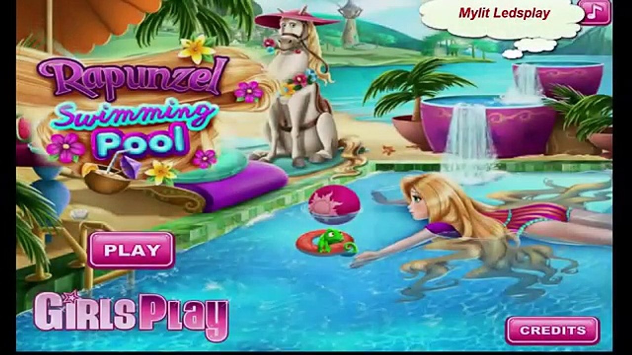 Disney Princess Rapunzel Swimming Pool Cartoon - Tangled Movie Game for Kids