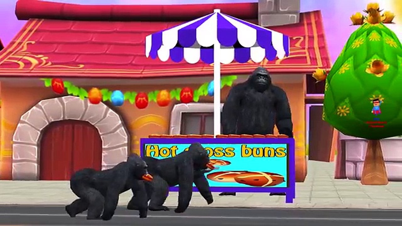 Elephant Lion Shark Finger Family | Dinosaur Gorilla Hot Cross Buns And More Animals Nurse