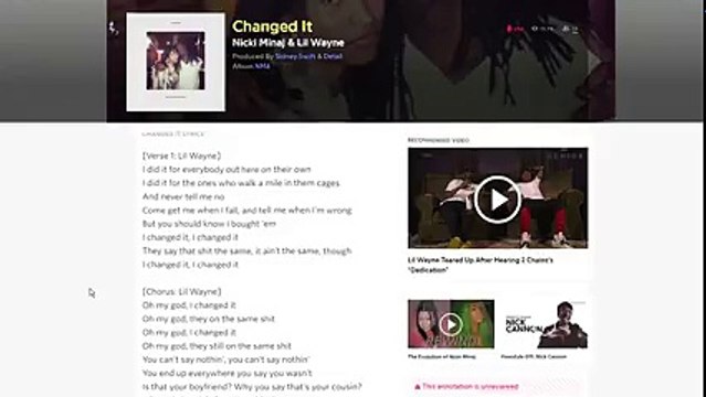 Nicki Minaj - Changed It Feat. Lil Wayne (OFFICIAL SONG LYRICS)