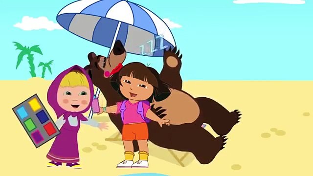 Masha And Dora Compete Fishing Angry Mean Funny Story Finger Family Nursery Rhymes
