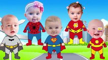 Crying Baby Superheroes Batman & Spiderman SILLY BIG HEAD BABIES Superhero Finger Family Songs