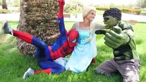 Elsa becomes Stronger w gets Hulk MUSCLES! w Spiderman vs maleficent, Thor, Anna P1- RLH M