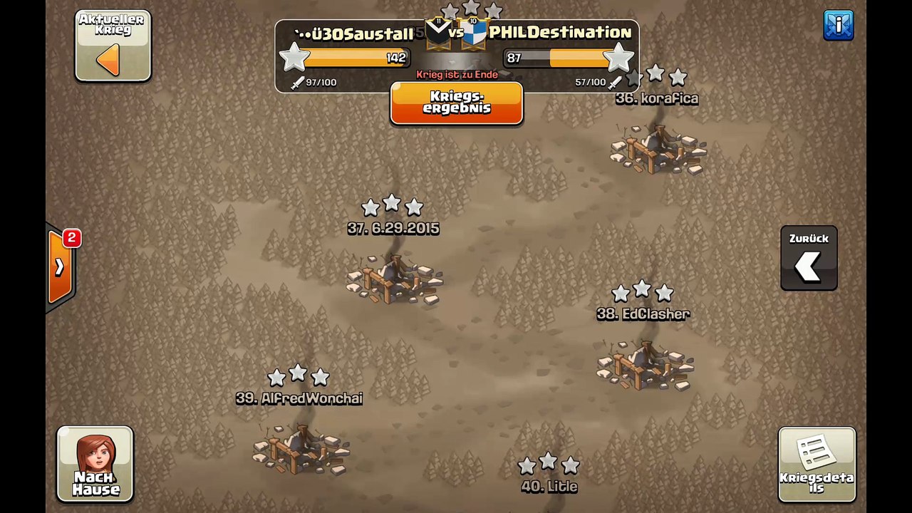 Clash of Clans... 50er Clankrieg... Ergebnis