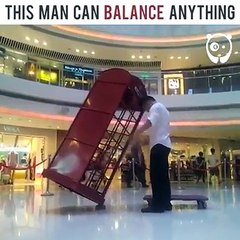 The man can balance everything