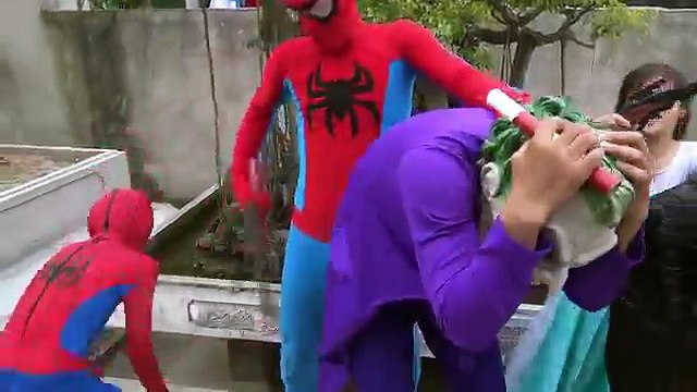 Joker theft surprise eggs Toys vs Baby ! Spiderman rescue Elsa Family fun Super Hero for k