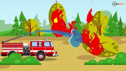 Cars & Trucks Cartoon for children about police car and fire truck