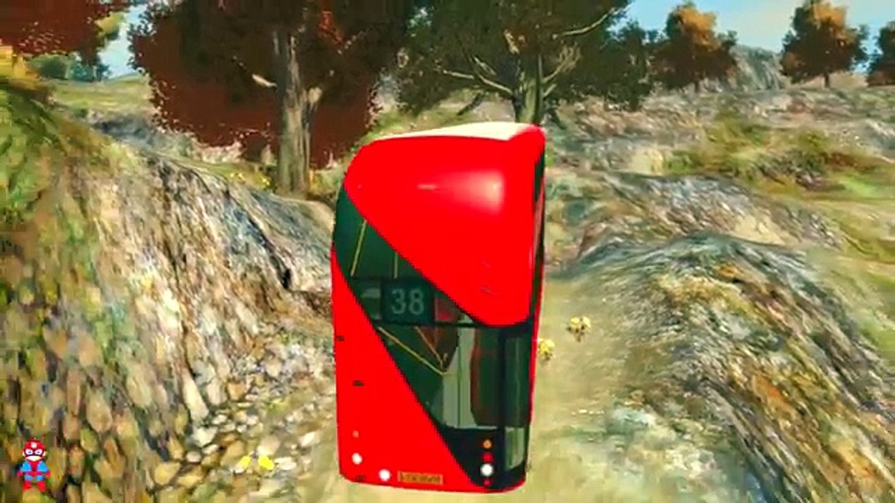 Spiderman Colors Wheels On The Bus Songs Fun Superhero w/ Children Nursery Rhymes SHS