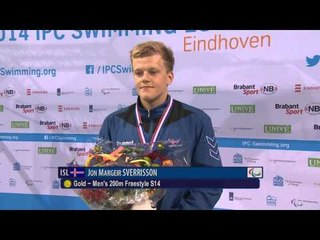 Men's 200m freestyle S14 | Victory Ceremony | 2014 IPC Swimming European Championships Eindhoven