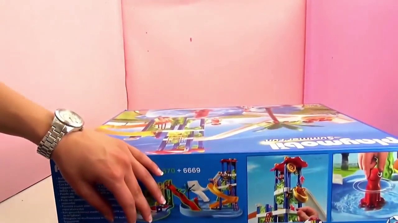 和我一起玩玩具 城市摩比游戏 夏天带自动淋浴设备的水上乐园 组装展示