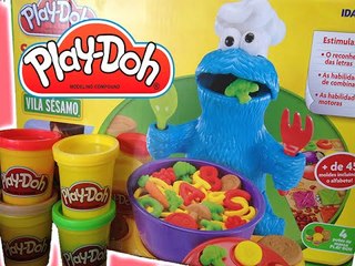 Play-Doh Sopa de Letrinhas Monstro Come Come Learn ABC Alphabet With Cookie Monster Play Dough