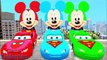 Comptines Bébé - Dessin animé francais 4 voitures colorées Mcqueen & Mickey Mouse. Vidéo éducatif