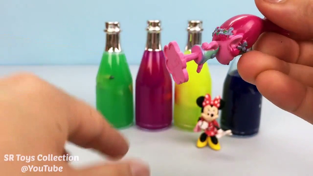 Learn Colors Gooey Slime Surprise Toys Bottles Minnie Mouse Ariel Pikachu Spiderman Fun for