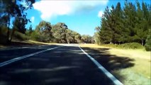 Ce cycliste evite un kangourou de justesse