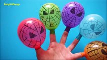 ✔5 Giant wet Balloons Colors Spiderman - Learn Colours Balloon Finger Family Nursery Compi