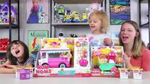 HUGE Num Noms Surprise Eggs Opening Lip Gloss Truck & Art Cart Toys for Girls Kinder Playtime