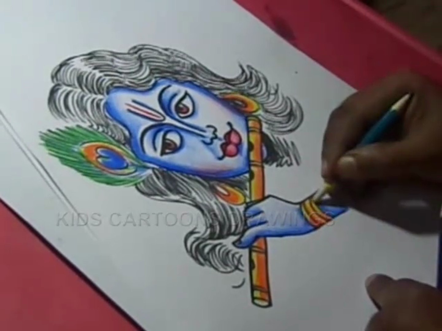 How to Draw Lord Flute Krishna Color Drawing for kids - video ...